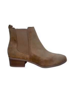 Soda Women’s Brown Faux Suede Slip-On Stacked Heel Chelsea Ankle Booties Sz 8.5